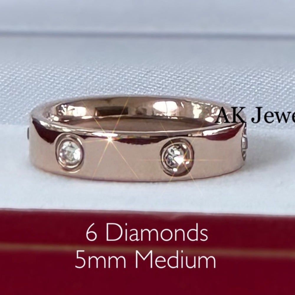 💎LUXURY 5mm PINK GOLD MEDIUM WIDTH ROSE GOLD RING, Screw Design, GOLD Plated